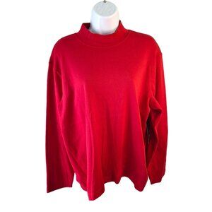N Touch Petite Long Sleeve Mock Neck Sweater Womens PXL Red